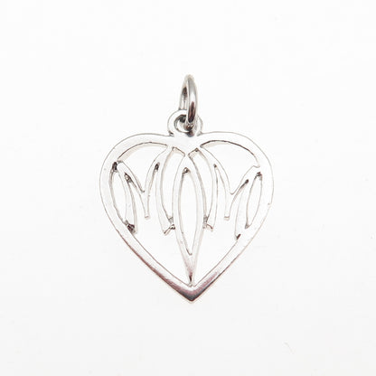 JACOBY BENDER 925 Sterling Silver Vintage Mom Heart Mini Charm Pendant
