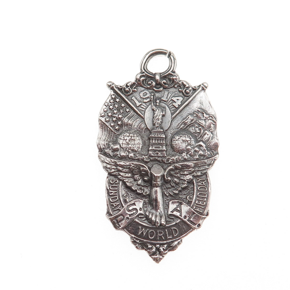 Dieges & Clust 925 Sterling Silver Antique 1914 Sunday World NYC Charm Pendant