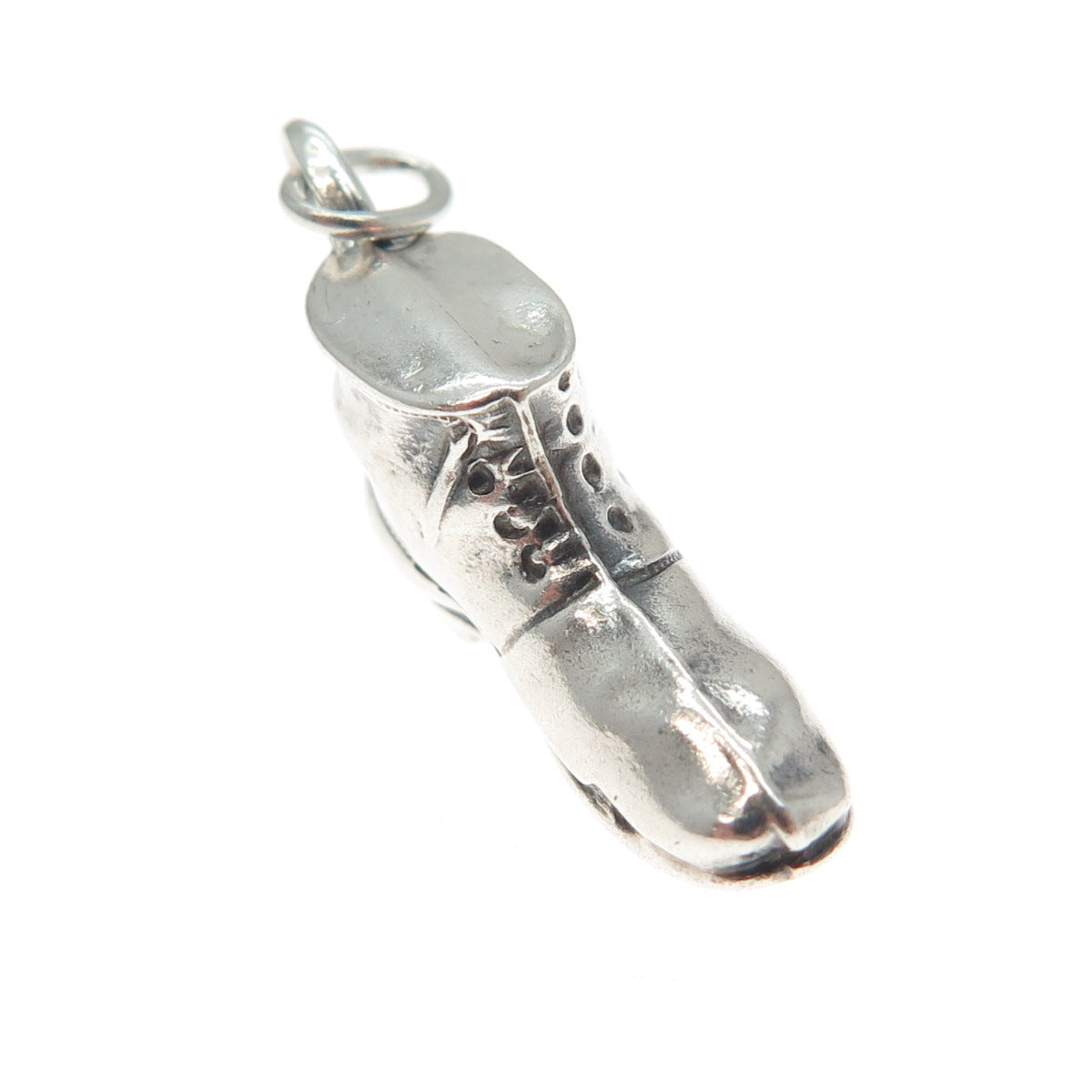 925 Sterling Silver Antique Art Deco Boot Shoe Minimalist 3D Charm Pendant