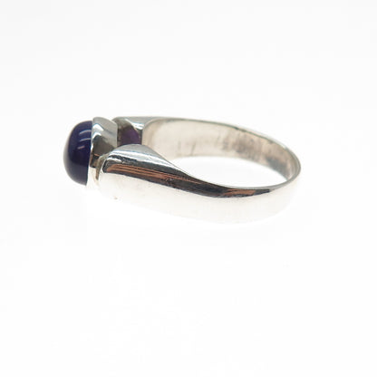 925 Sterling Silver Vintage Real Amethyst Modernist Ring Size 8.25