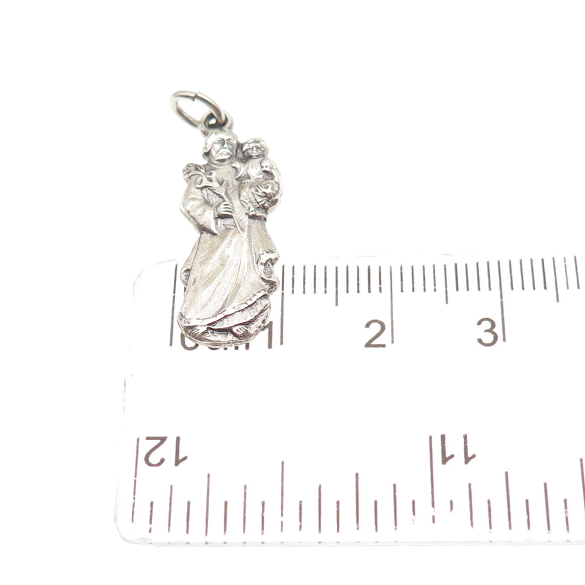 CREED 925 Sterling Silver Vintage St. Christopher Oxidized Charm Pendant