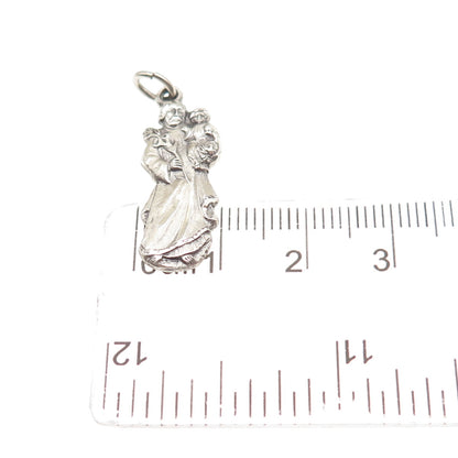 CREED 925 Sterling Silver Vintage St. Christopher Oxidized Charm Pendant