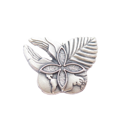 925 Sterling Silver Vintage World Peace Hands Butterfly Pin Brooch / Pendant