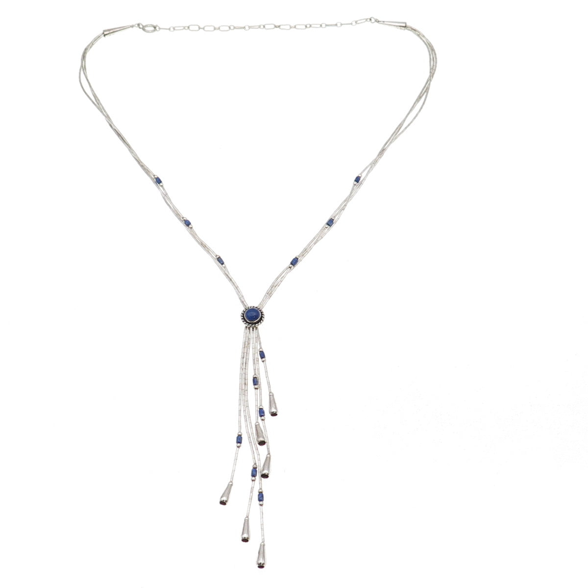 Carolyn Pollack Old Pawn 925 Sterling Vintage Lapis Liquid Chain Necklace 18-20"