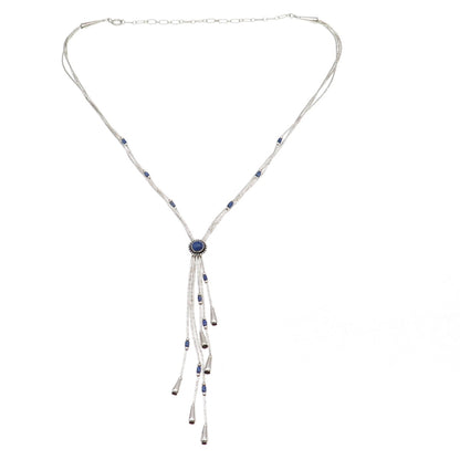 Carolyn Pollack Old Pawn 925 Sterling Vintage Lapis Liquid Chain Necklace 18-20"