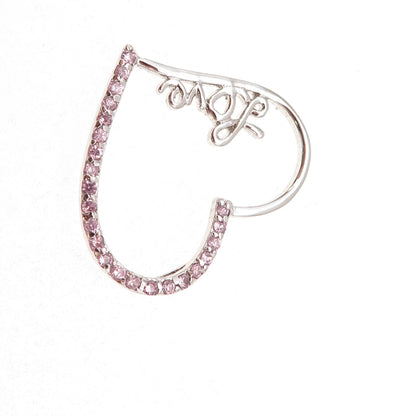 Chuck Clemency 925 Sterling Silver Pink C Z Love Heart Slide Charm Pendant