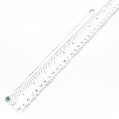 925 Sterling Silver Round-Cut Green & White C Z Cable Chain Necklace 18"