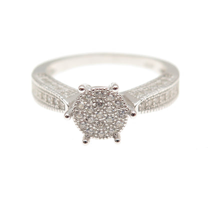 925 Sterling Silver Round-Cut C Z Engagement Ring Size 6.75