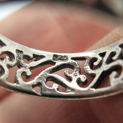 925 Sterling Silver Vintage Swirl Oxidized Band Ring Size 7.25