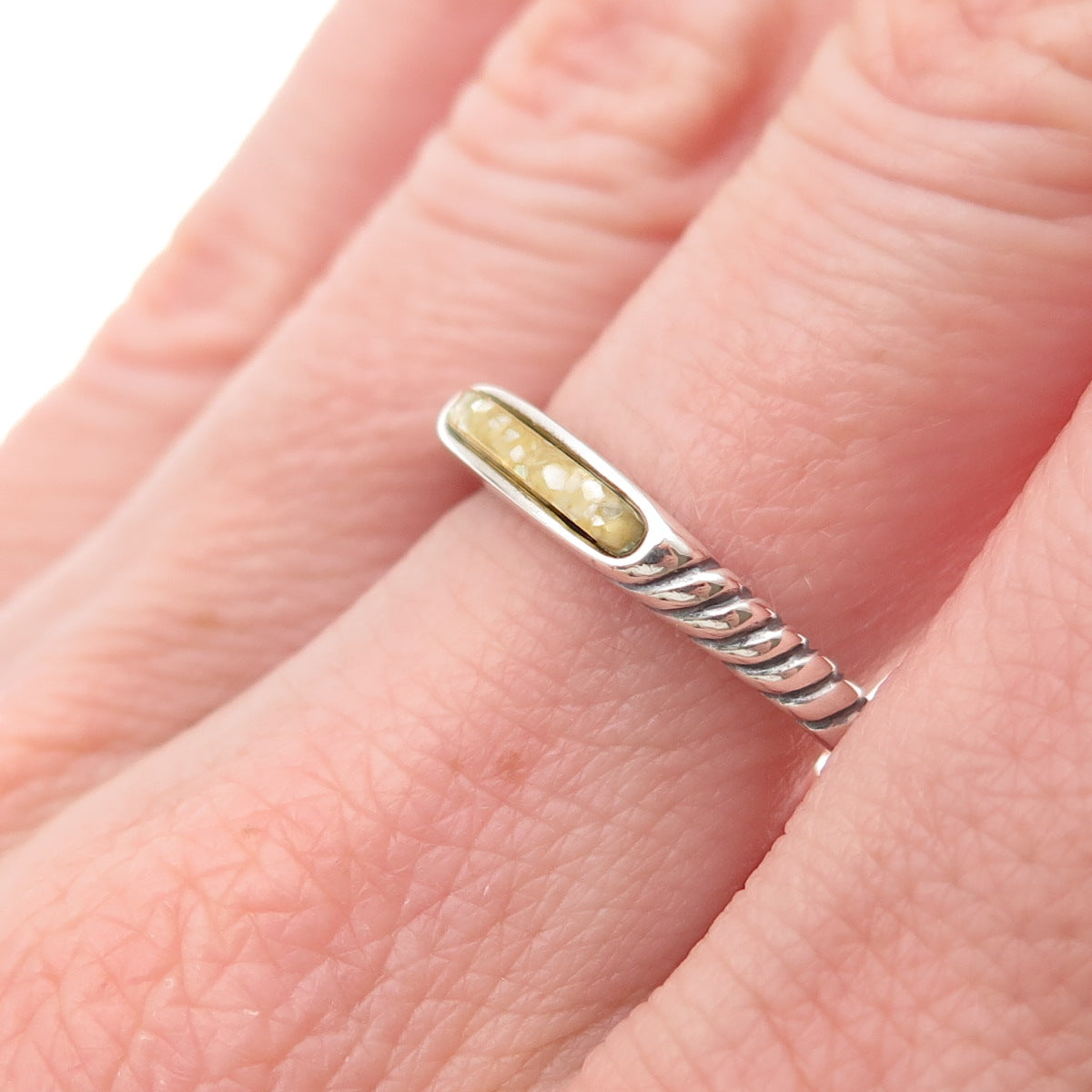 Carolyn Pollack 925 Sterling Silver Vintage Real MOP Inlay Stackable Ring Size 8