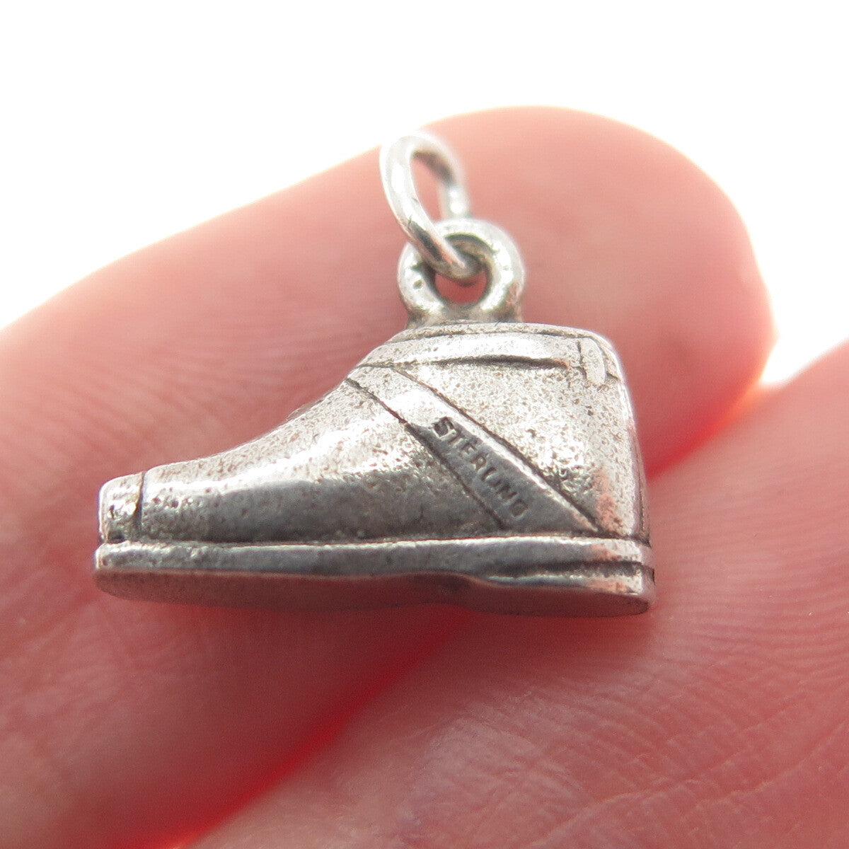 925 Sterling Silver Antique Art Deco Shoe Minimalist Charm Pendant