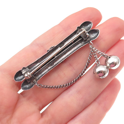 84 Silver Antique Real Red Garnet Oxidized Pin Brooch