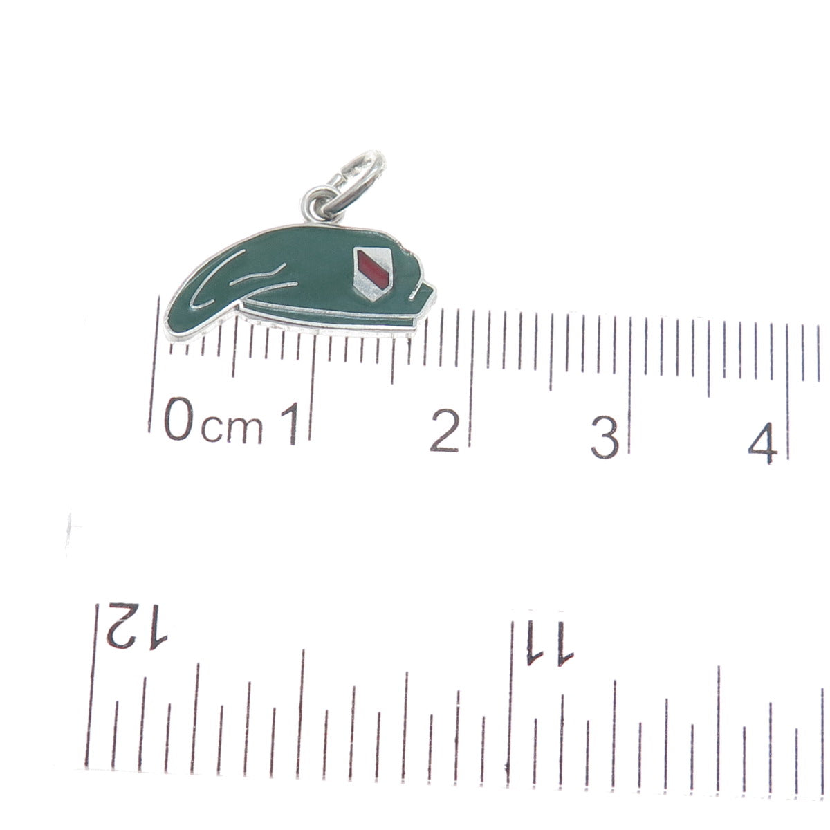 WELLS 925 Sterling Silver Vintage Enamel Thin Red Line Battalion Charm Pendant