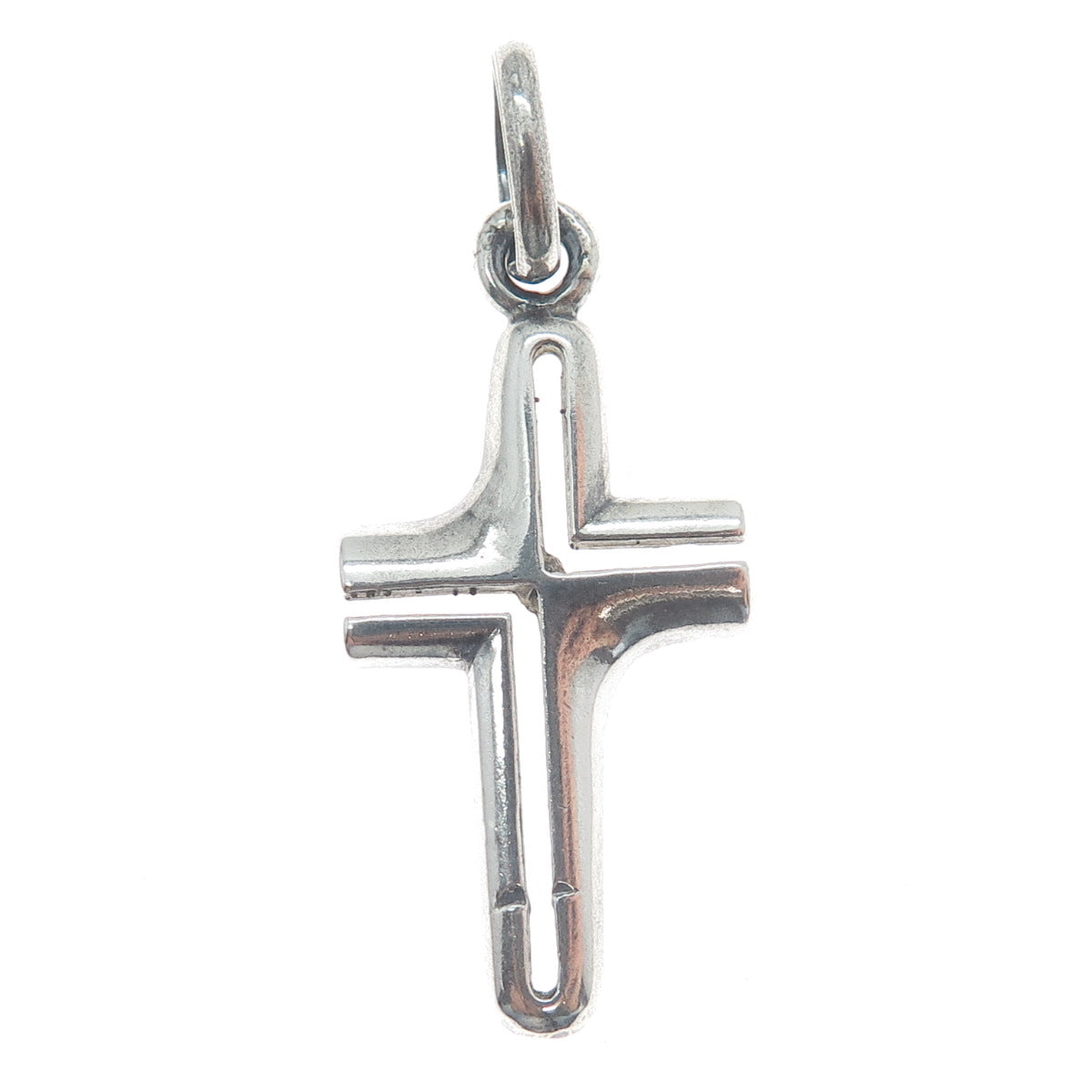 925 Sterling Silver Vintage Italy Cross Modernist Charm Pendant