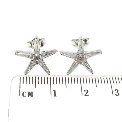 925 Sterling Silver C Z Starfish Stud Earrings