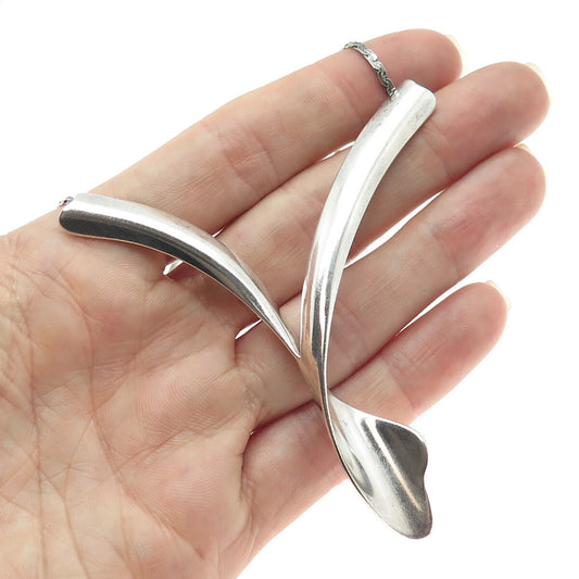 CIANI 925 Sterling Silver Vintage Modernist "V" Chain Necklace 20"