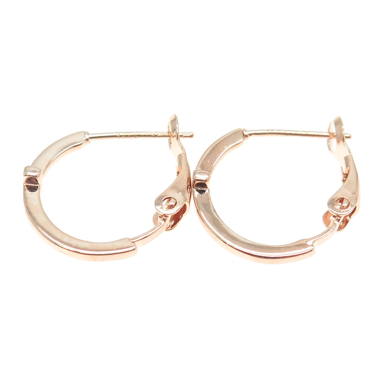 925 Sterling Silver Rose Gold Plated Cross Hoop Earrings