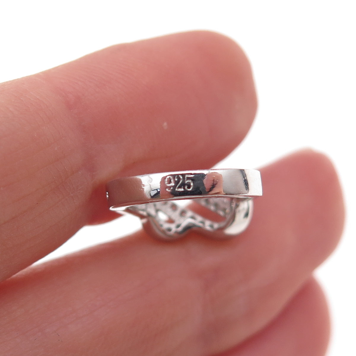925 Sterling Silver Round-Cut C Z Infinity Hoop Earrings