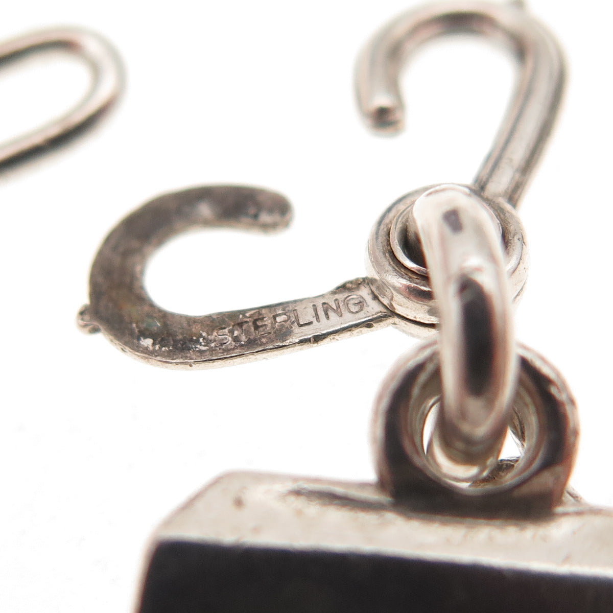 925 Sterling Silver Vintage Letter S Initial Fob Key Chain