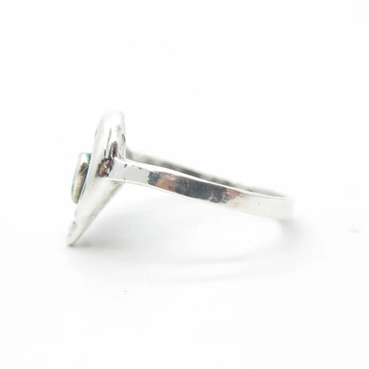 925 Sterling Silver Vintage Real Black Onyx Gem Couple of Dolphins Ring Size 4