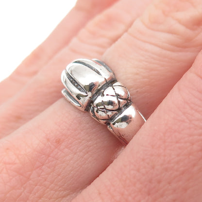 925 Sterling Silver Vintage Italy Modernist Oxidized Ring Size 6.75