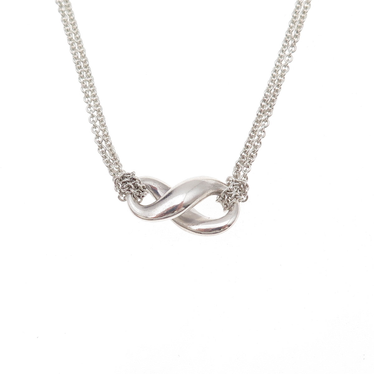 Tiffany & Co. 925 Sterling Silver Vintage Infinity Double Chain Necklace 16"