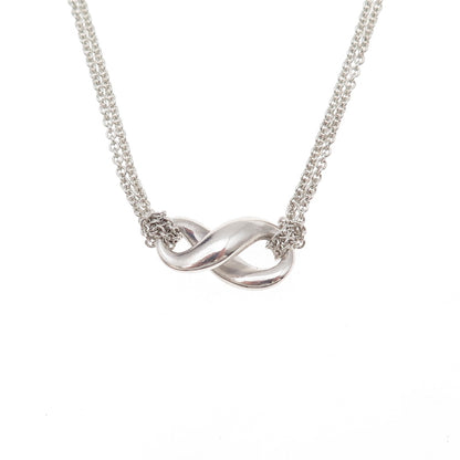 Tiffany & Co. 925 Sterling Silver Vintage Infinity Double Chain Necklace 16"
