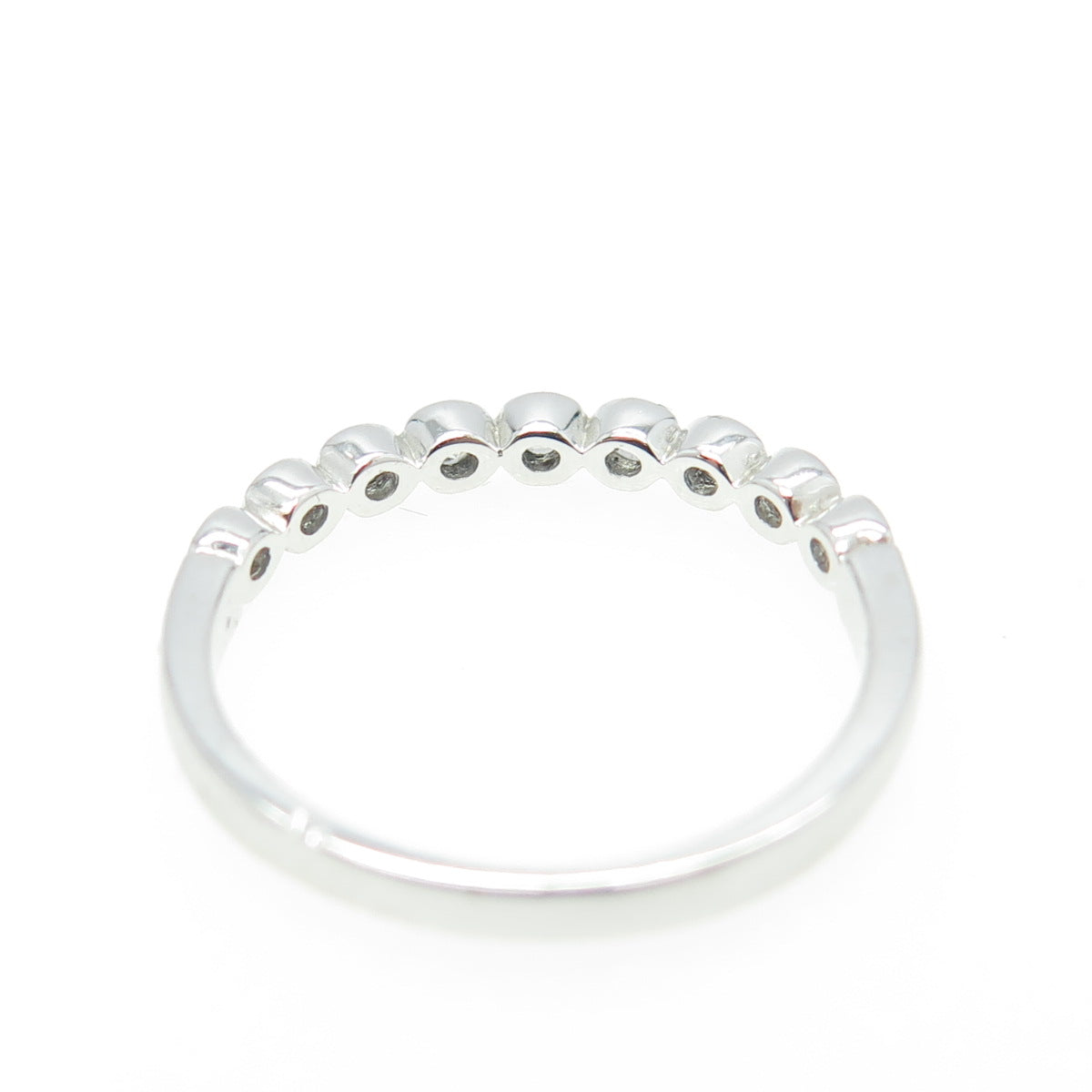 925 Sterling Silver Round-Cut C Z Half Eternity Stackable Band Ring Size 5.75