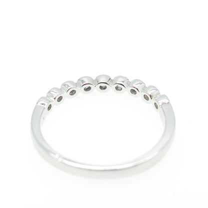 925 Sterling Silver Round-Cut C Z Half Eternity Stackable Band Ring Size 5.75