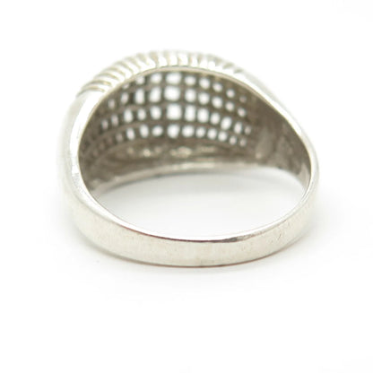 925 Sterling Silver Vintage OTC Cage Domed Ring Size 8