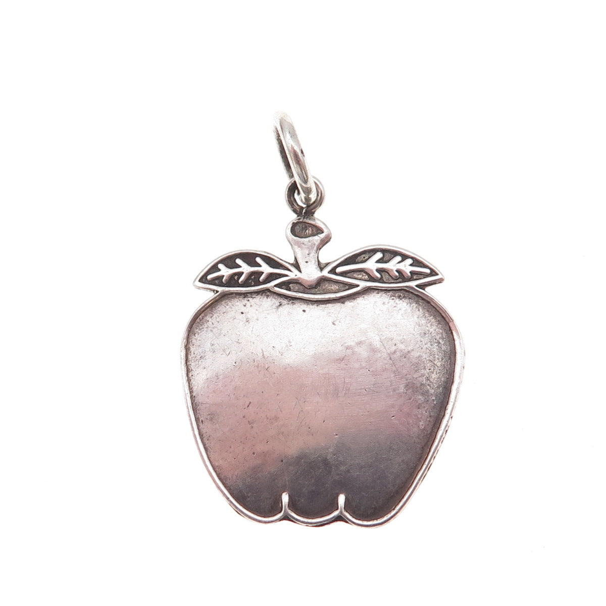 925 Sterling Silver Vintage Apple Oxidized Charm Pendant