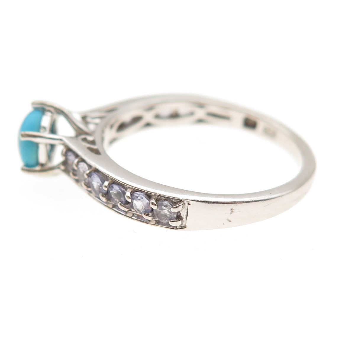 Chuck Clemency 925 Sterling Silver Real Turquoise & Iolite Ring Size 7