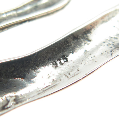 925 Sterling Silver Vintage Hammered Spiral Modernist Pin Brooch