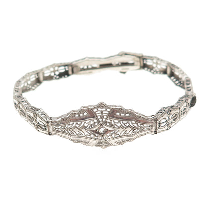 Esemco Sterling Silver Antique Rhinestone Filigree Bracelet 6.75" (broken link)