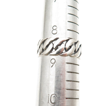 925 Sterling Silver Vintage Cuban Link Oxidized Band Ring Size 8.75