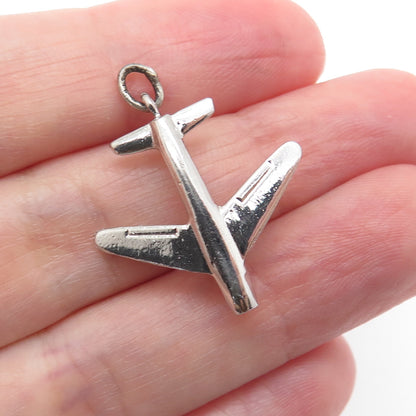 GRIFFITH & SONS CO. 925 Sterling Silver Vintage Aircraft 3D Charm Pendant