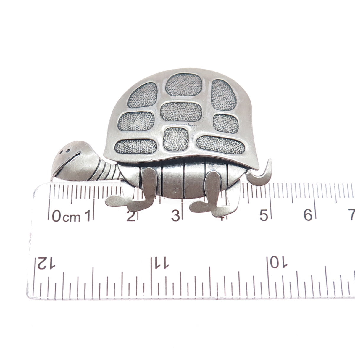 BEAU 925 Sterling Silver Vintage Turtle Cartoon Character Oxidized Pin Brooch