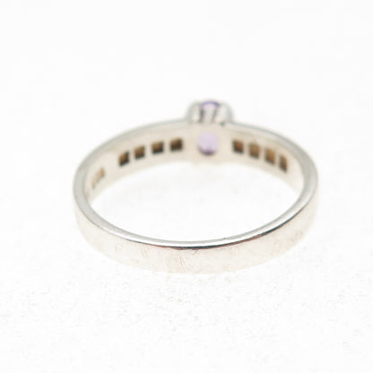 925 Sterling Silver Vintage Real Amethyst & Opal Ring Size 8