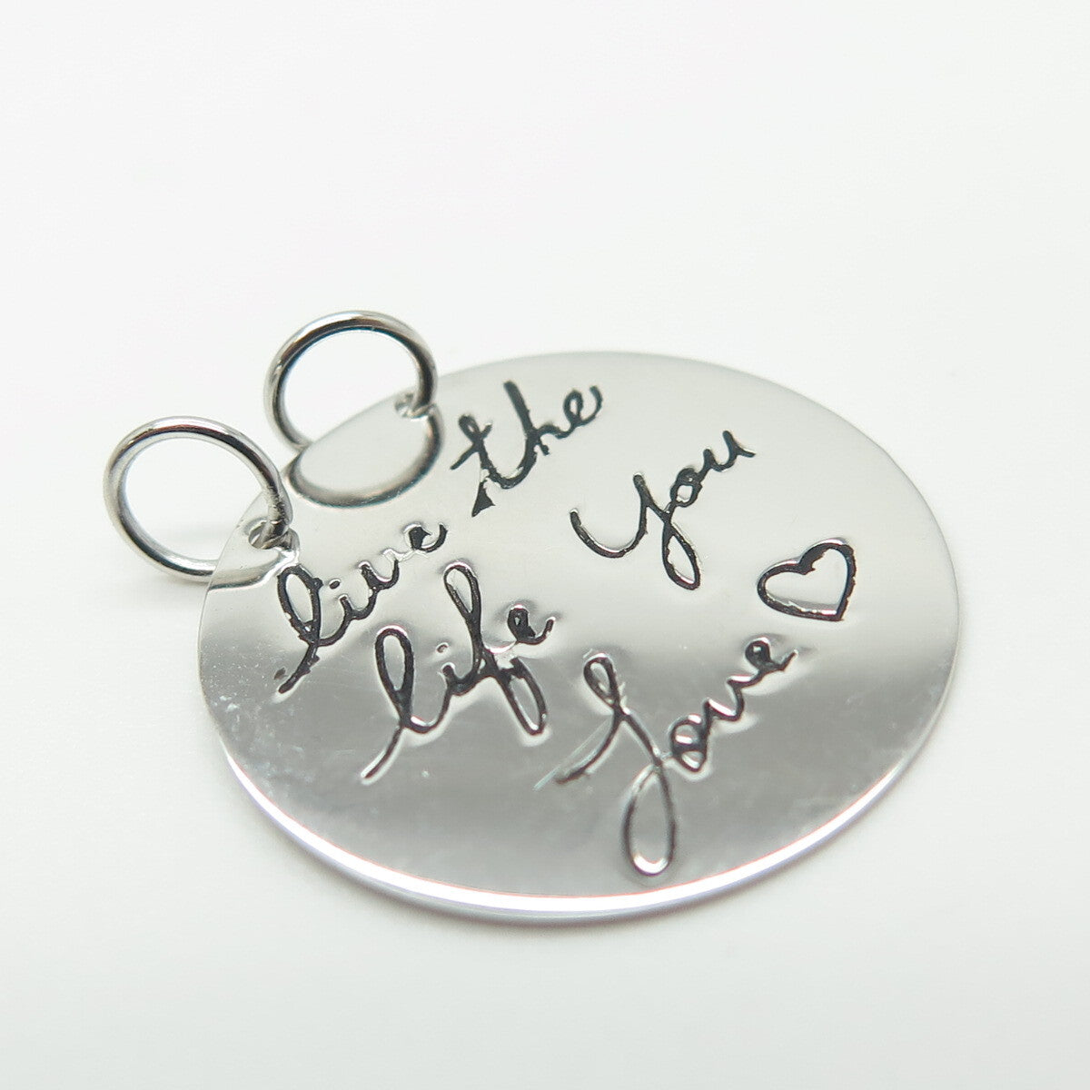 HAN 925 Sterling Silver Engraved "Live The Life You Love" Round Tag Pendant