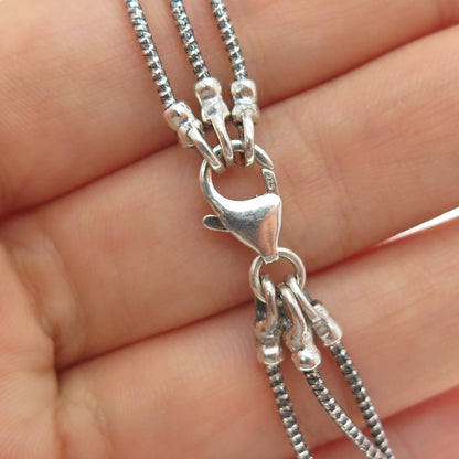 925 Sterling Silver Vintage Modernist 3-Strand Braided Chain Necklace 18"