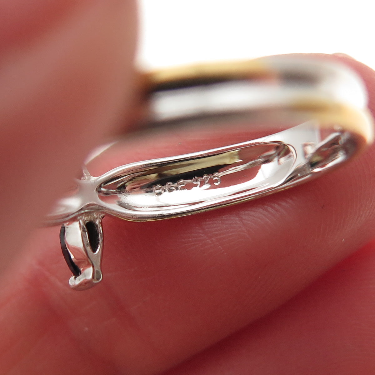 BGE Bradford 925 Sterling 2-Tone Real Diamond Accent & Sapphire Ring Size 8.25