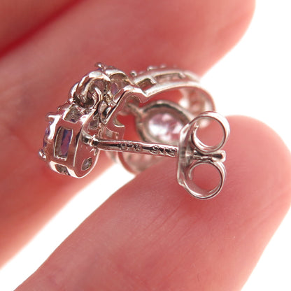 Chuck Clemency 925 Sterling Silver Real Tanzanite & White Topaz Dangle Earrings
