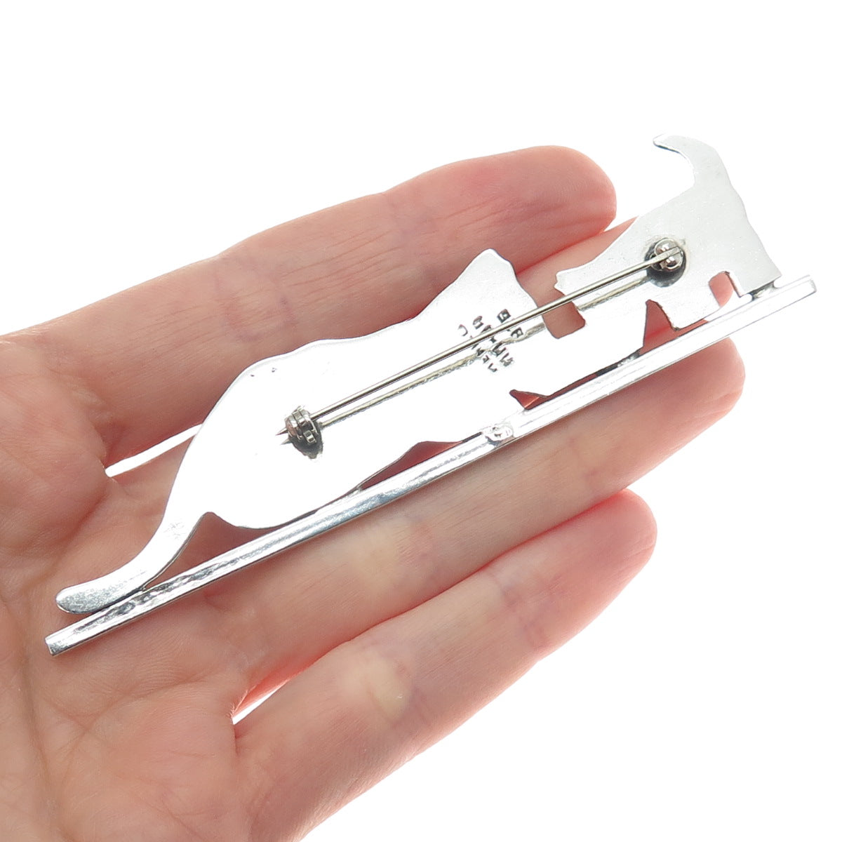 925 Sterling Silver Vintage Mexico Mom & Child Cat Pin Brooch