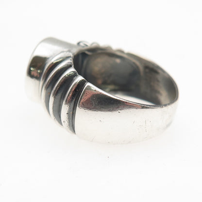 925 Sterling Silver Vintage Round-Cut C Z Modernist Oxidized Ring Size 6