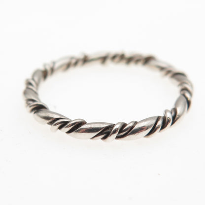 925 Sterling Silver Vintage Twisted Stackable Oxidized Band Ring Size 6.75