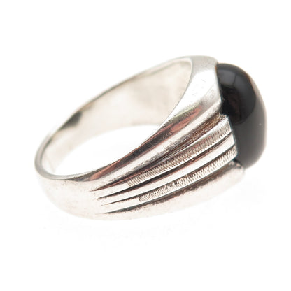 800 Silver Vintage Egypt Real Black Onyx Oxidized Ring Size 11