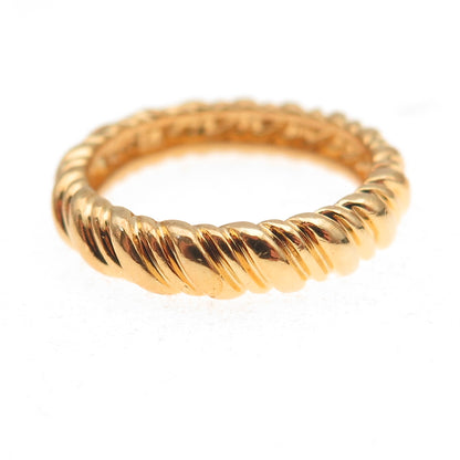 Ross Simons 925 Sterling Silver Gold Plated Ribbed Band Ring Size 7
