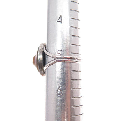 925 Sterling Silver Antique Art Deco Real Blister Pearl Oxidized Ring Size 5.25