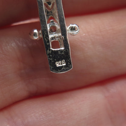 925 Sterling Silver Real Blue Topaz Gemstone & C Z XO Tennis Link Bracelet 6.75"