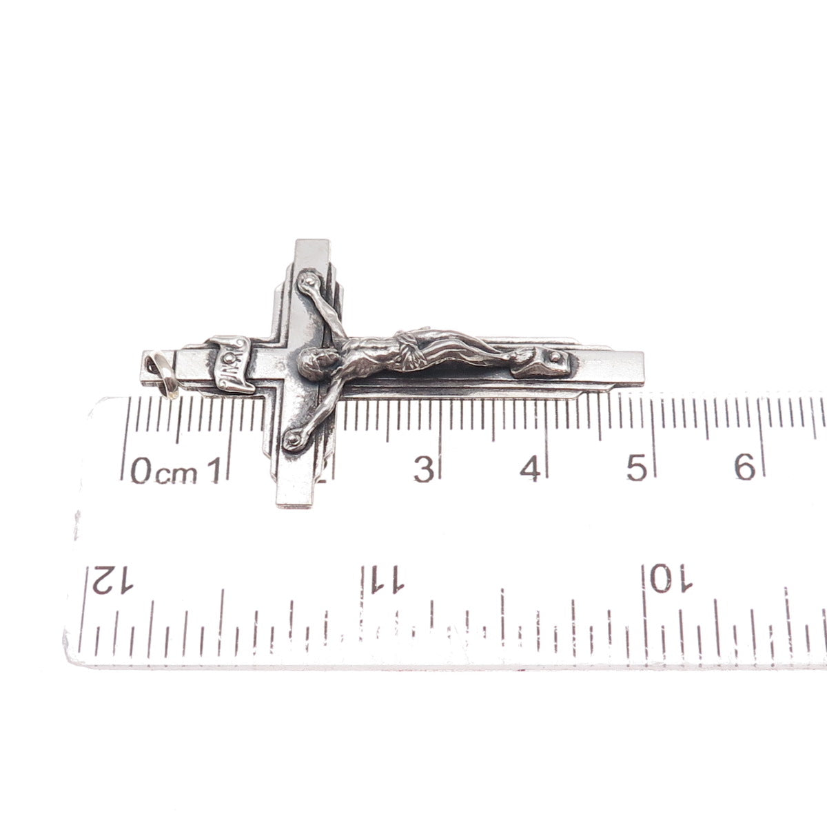 925 Sterling Silver Antique Art Deco France St. Anne de Beaupre Crucifix Pendant